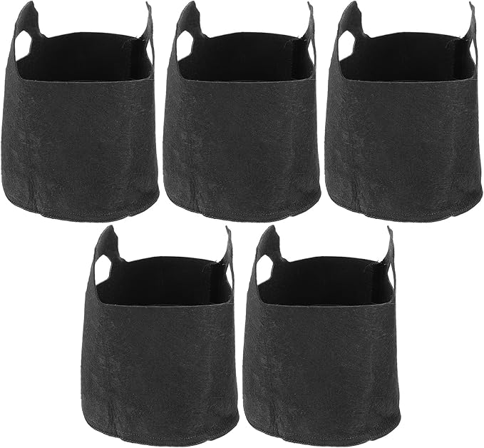 5pcs Non-Woven Plant Growing Bags with Handle 1 Gallon Fabric Nursery Pots for Outdoor Gardening Seedling Cultivation Black Grow Bags
