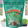 Seedboy Organic Non-GMO Sprouting Seeds, Superfood Blend - USA Grown Microgreens Mix with Broccoli, Radish, Pak Choi, Clover, Red Kale - 8 oz Makes 8 Quarts / 24 Servings (Superfood Blend)