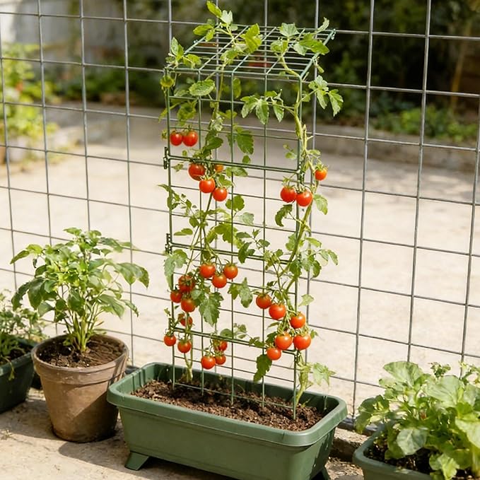 Heavy Duty Adjustable A-Frame Trellis for Climbing Plants,48"x16", Rust-Proof Metal Garden Trellis with Dense Grid, Ideal for Raised Beds, Cucumbers, Tomatoes, Beans, and Outdoor Vines (2 Pcs)