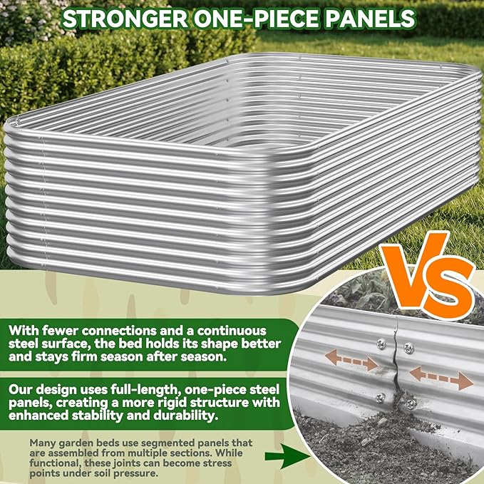 3 Pack Tall Corrugated Galvanized Steel Raised Garden Bed Outdoor, Metal Above Ground Garden Bed for Vegetables and Flowers, Raised Beds for Gardening-4x2FTx17inch