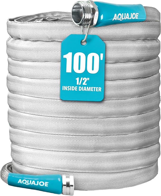 Aqua Joe AJFJH100-PRX Xtreme Fiberjacket Garden Hose, 100-Foot, Metal Fittings