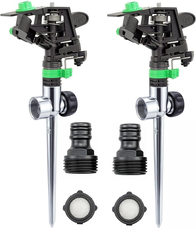 APT Pulsating Impact Sprinklers for Yard, Lawn & Garden, 80 to 5800 sq ft Adjustable Spray (2Pcs)