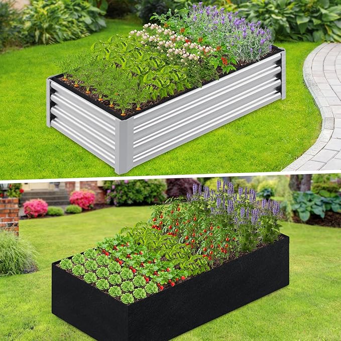 2mm Thick Fabric Garden Grow Bed Bags, 6x3x1 Feet Liners Designed for Outdoor Metal Raised Garden Beds, 128 Gallon Capacity Large Garden Bed Liner Vegetable Growing Boxes