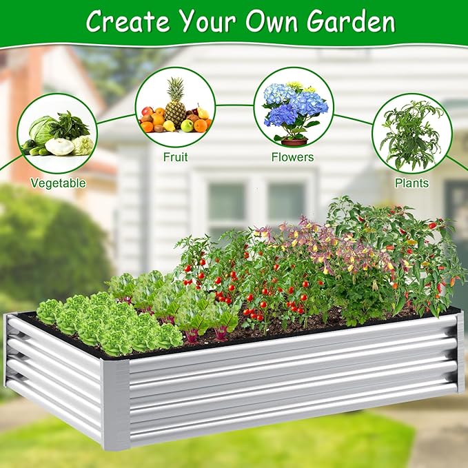2mm Thick Fabric Garden Grow Bed Bags, 6x3x1 Feet Liners Designed for Outdoor Metal Raised Garden Beds, 128 Gallon Capacity Large Garden Bed Liner Vegetable Growing Boxes