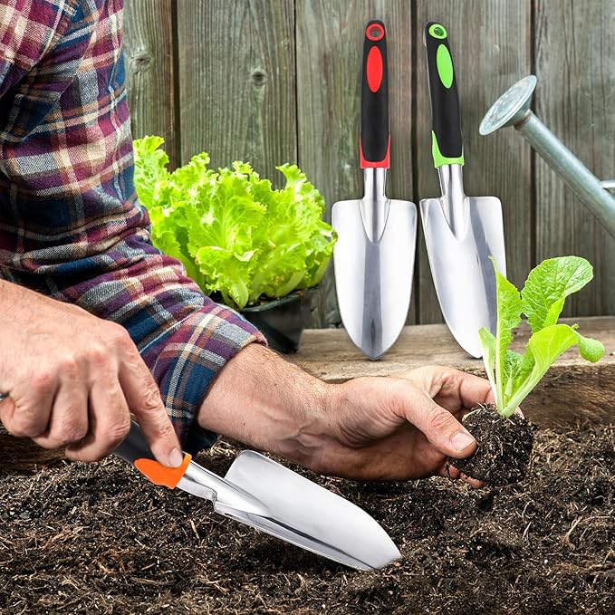 Yaocom 36 Pcs Garden Shovel Aluminum Alloy Heavy Duty Trowel Small Digging Shovels Metal Hand Trowel Spade with Soft Handle for Garden Lawn Yard Planting Tool (Wide Shovel,Mixed Colors)