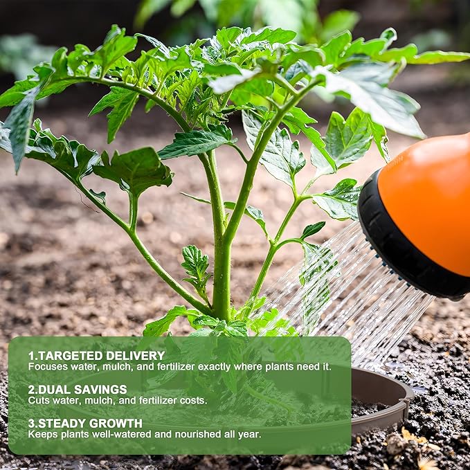 40Pcs Planting Grow Rings,7.8-11.8 Inch Interlocking Plant Barrier, Modular Garden Edging for Vegetables, Brown Adjustable Plant Support Circles for Moisture Retention & Weed Control