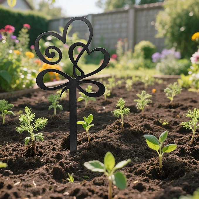 CUTHOLLOW Metal Plant Marker Stake Loving Heart for Outdoor Indoor, Waterproof 11.8 inch Cute Garden Plant Labels Sign Tag for Herb, Farmhouse Greenhouse Decor - Funny Gardening Gifts