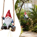 Hanging Garden Gnomes Statues Solar Watering Can Fairy Lights, 6.7''H Swings Gnome Cascading LED Decor for Yard Balcony Backyard Tree Outside, Housewarming Birthday Gifts for Woman Mom Grandma