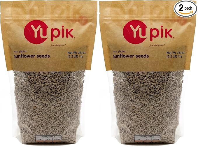 Yupik Seeds, Raw Shelled Sunflower Kernels, 2.2 lb (Pack of 2)