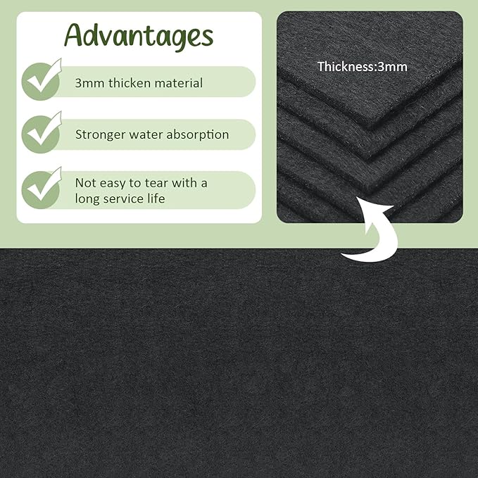 Willinglong 6 Pcs 12-Cell Replacement Capillary Mats, Self Watering Seed Starting Tray Watering Mat for Indoor Greenhouse Gardening(12.99 x 7.87 Inches)