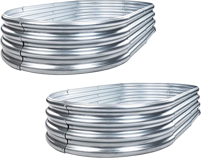 Elevon 2PCs Galvanized Raised Garden Bed Kit Galvanized Planter Raised Garden Boxes, 6x3x1ft