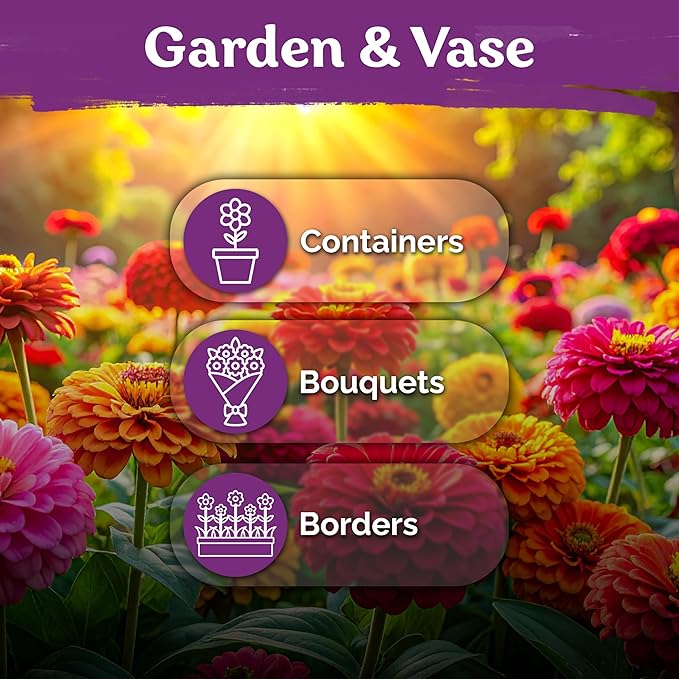 KVITER 550 Dahlia Zinnia Seeds for 2026 Mix (Zinnia Elegans) – Double Blooms, Non GMO, Heirloom & Organic – Flower seeds for Planting Outdoors in Garden, Containers, Flower Beds. Ideal for Cut Flowers