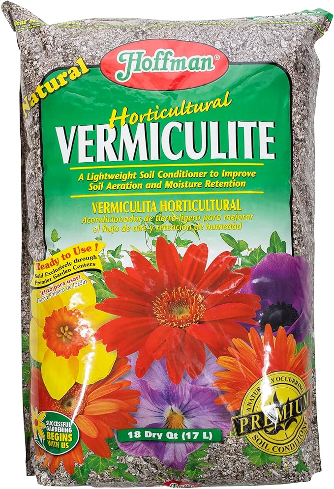 Hoffman Horticultural Vermiculite Lightweight Garden Soil Conditioner for Aeration and Moisture Retention, 18qt, 4 Pack