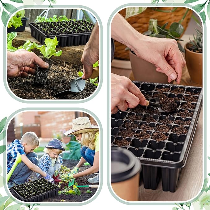 Baderke 8 Pack 2.8" Deep 54 Cell Seed Starter Trays, Thick Durable Plug Tray Big Cell Seed Starting Trays for 1015 Flat Tray Germination, 432 Cells Reusable Plant Propagation