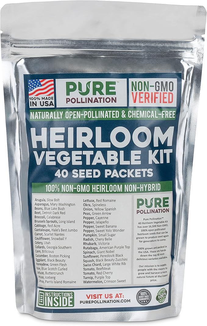 16,500 Non GMO Heirloom Vegetable Seeds Survival Garden 40 Variety Pack