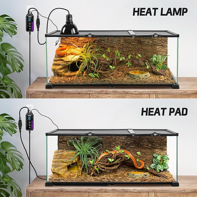 Oiibo Digital Heat Mat Thermostat, PID Reptile Heat Lamp Dimming Thermostat Heating Pad Temperature Controller for for Aquarium Reptiles and Seedling, Breeding, Hatching