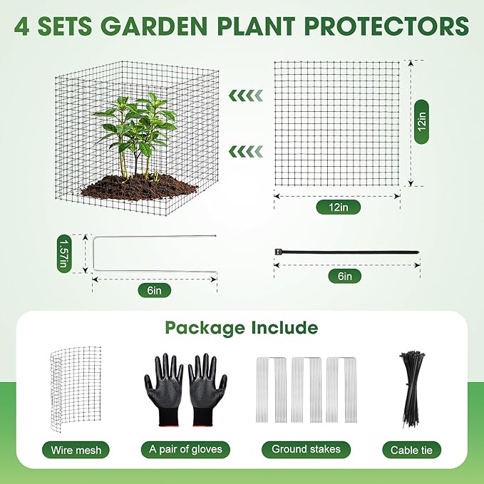 30 Pack Plant Protectors from Animals,12x12 Inch Metal Wire Plant Mesh Garden Cages Outdoor Gardening Supplies, Garden Protection Rabbits Chickens Ducks for Shrubs, Flowers, Vegetables