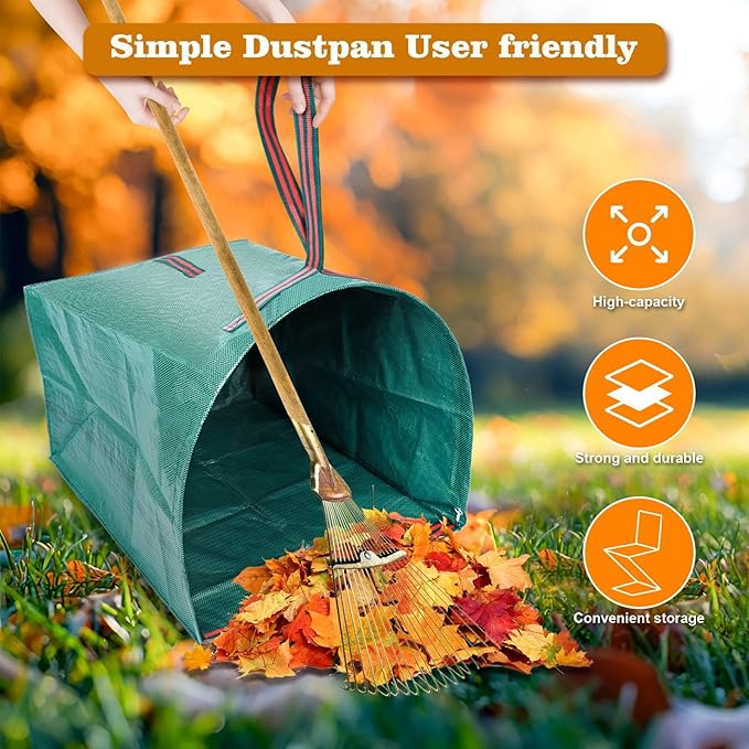 4-Pack Reusable Leaf Bags, 40-Gallon Collapsible Yard Waste Bags with Dustpan Design for Grass Clippings, Garden, Party, Laundry & Camping