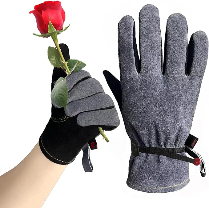 Leather Gardening Gloves for Men, Work Gloves for Welding, Construction, Chainsaw, Farm, Ranch, Yard Work gloves