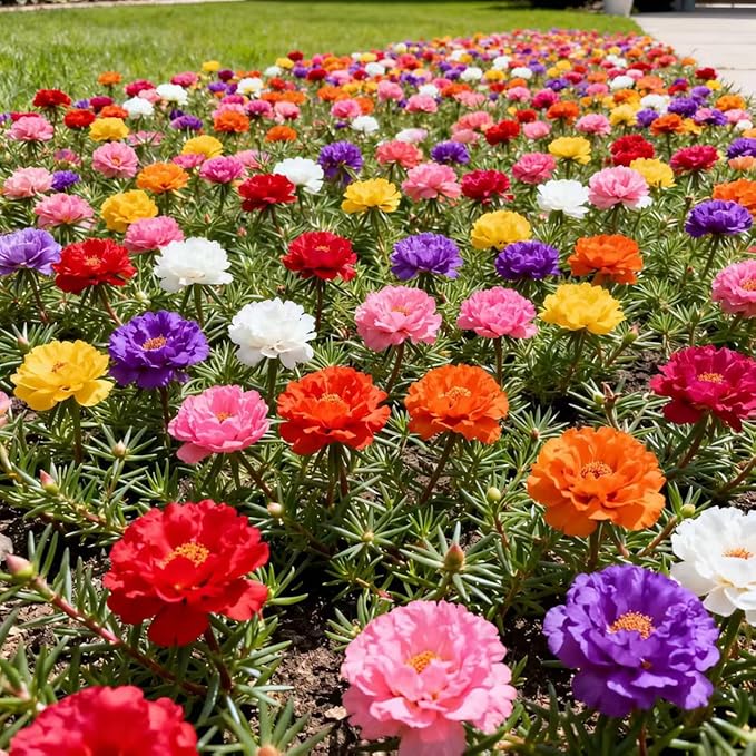 20,000+ Moss Rose Seeds (Portulaca Grandiflora) - Mixed Color Perennial Ground Cover, Non-GMO, Heirloom, Vibrant Blooms for Garden Beds, Outdoor Planting & Garden Beautification