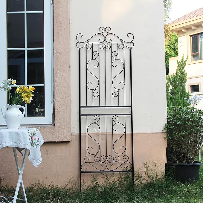 1 Pack 70.8" H x 24.5" W Garden Trellis for Climbing Plants Outdoor Metal Rustproof Roses Trellis Potted Vines Vegetables Flowers Wire Lattices for Ivy Cucumbers Clematis Black