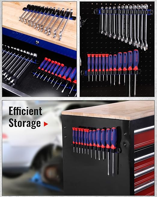 WORKPRO Magnetic Screwdriver Organizer and Wrench Organizer, Aluminum Rail Magnetic Tool Organizers, Tool Holder, Tool Box Organizers, 12-Slot Screwdriver and Wrench Holder (Tools not Included)