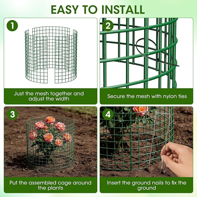 6 Pack Plant Protectors from Animals | 18PCS 13"x13" Metal Wire Mesh Garden Plant Cages for Gardening Supplies | Chicken Wire Cloche Plant Protectors for Rabbits Chickens Ducks