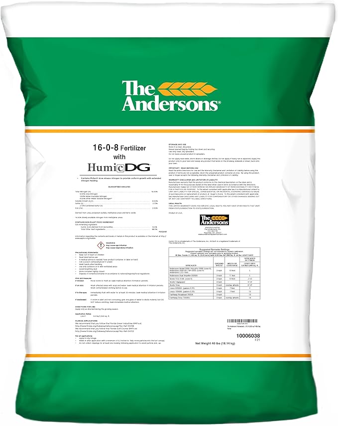 The Andersons Professional PGF 16-0-8 Fertilizer with Humic DG 10,000 sq ft 40lb Bag