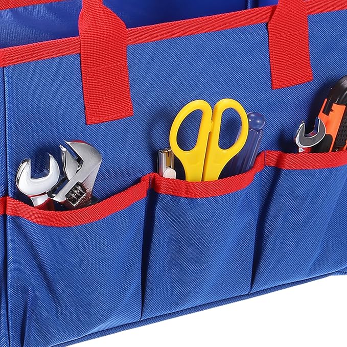 HARFINGTON Garden Tool Bag 12.99" x 5.91" x 8.66" Large Oxford Tote Bag with Pockets Gardening Plant Tool Organizer Storage Carrier Store for Outdoor Women Men, Blue