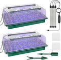 Seed Starter Tray with Grow Light, 2 Pack 80 Cells Seed Starter Kit, Complete System with Humidity Dome, Full Spectrum LED, Dimmable Timer for Indoor Gardening & Seedlings