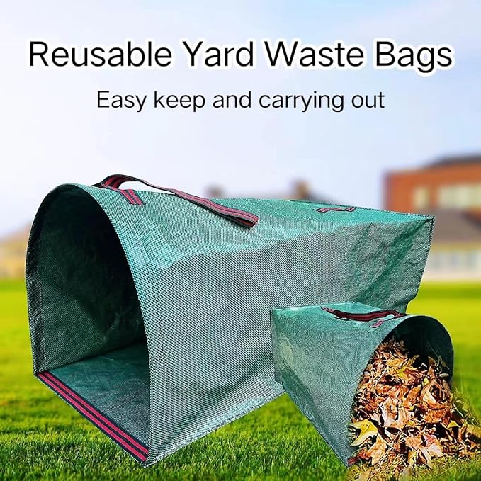 4-Pack Reusable Leaf Bags, 40-Gallon Collapsible Yard Waste Bags with Dustpan Design for Grass Clippings, Garden, Party, Laundry & Camping