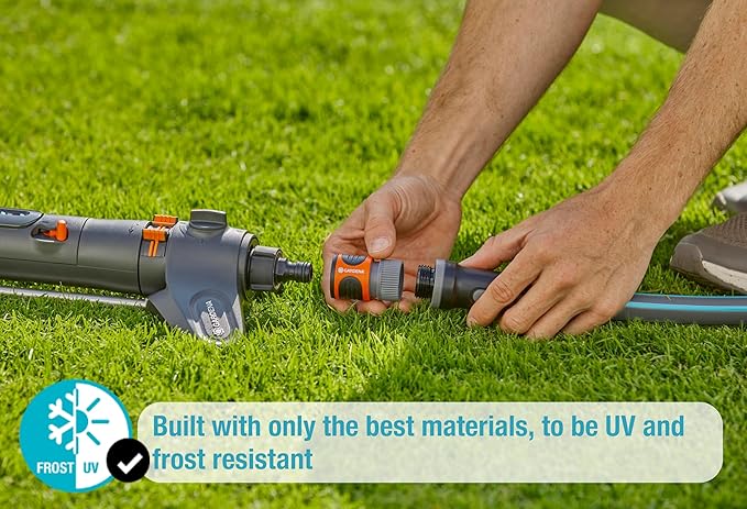 GARDENA 20570 | Up to 3800 sq ft - AquaZoom Adjustable Oscillating Yard Sprinkler, for Watering Large Area Lawn and Garden. Aquazoom Outdoor oscillating Sprinkler has Wide Heavy Duty Base.