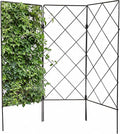 DOITOOL Metal Garden Trellis for Climbing Plants Outdoor, 3 Panel Black Wrought Iron Lattice Folding Trellis, Freestanding Plant Support for Vines Rose Clematis Vegetables, 23.6 X 20.8 Inch