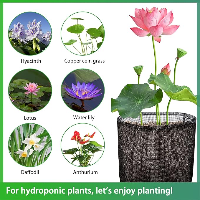 EBaokuup 4 Pcs Aquatic Pond Planting Bags-7" Reusable Mesh Water Garden Pond Plant Pot-Breathable Black Square Lily Plant Pots for Pond Bog Plant Garden Terrestrial Plant