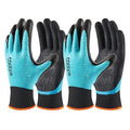 COOLJOB Waterproof Gardening Work Gloves with grip for Women & Men, Double Rubber Coated for Garden Yard Outdoor Construction Worker, Blue Large Size 2 Pairs