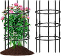 2PCS 19.5" D x 39" H Peony Plant Support Cage, 3 Tier Stackable Plant Support Ring, Metal Core with PVC Coated Stakes, Garden Plant Support for Peonies Tomatoes and Climbing Plants