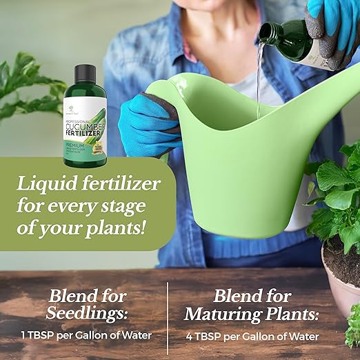 Professional Cucumber Liquid Fertilizer 5-1-5 Concentrate 8 oz, Premium Organic Cucumber Fertilizer, Plant Food for Cucumber Plants, Liquid Fertilizer for Garden Vegetables Made in USA