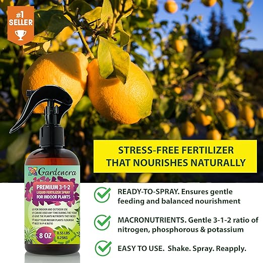 Gardenera Proffesional AROID Spray Fertilizer Mist for Home Gardening | 3-1-2 Gentle Blend Mist for Healthy Leaves & Growth | Essential Nutrients for AROID - 8oz