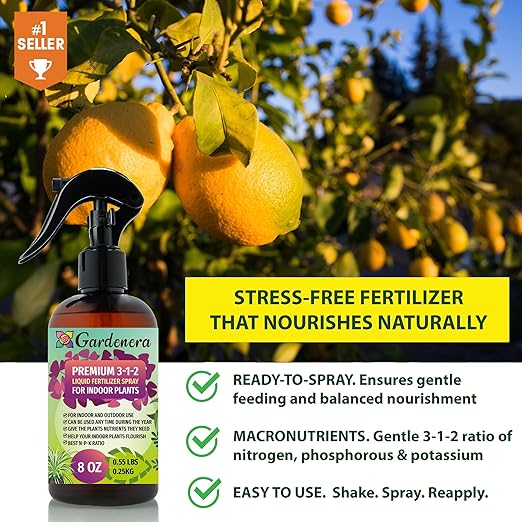 Gardenera Professional Olive Tree Spray Fertilizer Mist for Home Gardening | 3-1-2 Gentle Blend Mist for Healthy Leaves & Growth | Essential Nutrients for Olive Trees - 8oz
