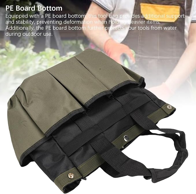 Zerodis Garden Tool Bag Organizer, 600D Oxford Fabric PE Board Bottom Multiple Compartments Portable Garden Tote Caddy Gardening Tool Kit Holder Small Tote Bag for Outdoor Home