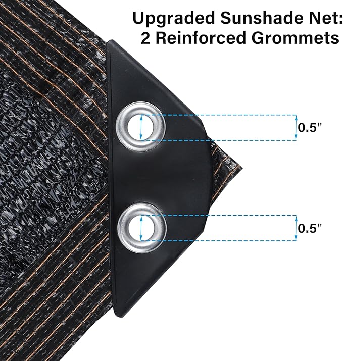 winemana Black Shade Cloth 50%, 5x20 FT Mesh Tarp - Garden Shade for Greenhouse, Patio, Vegetables, Plants Cover and Chicken Coops, Sun Shade Net for Outdoor Protection with Reinforced Grommets
