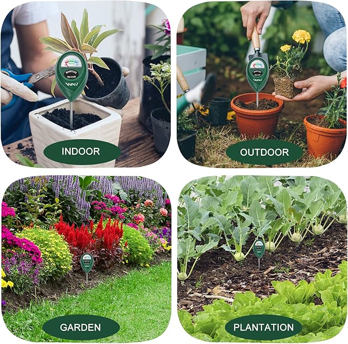 WNJ 2 Pack Soil Moisture Meter, Plant Water Monitor, Lawn Moisture Meter，Soil Hygrometer Sensor for Gardening, Farming, Indoor and Outdoor Plants