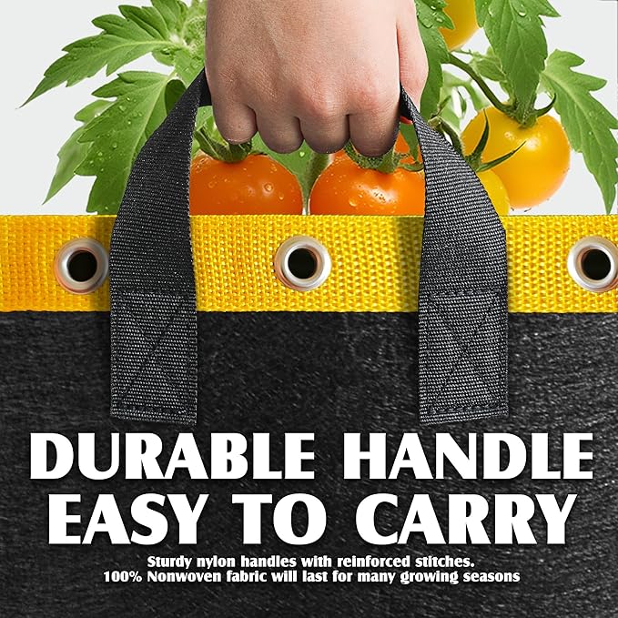 7 Gallon Fabric Grow Bags - Heavy Duty Plant Pots for Growing Tomatoes, Potatoes, Vegetables & Plants - Durable Garden Planter Bags, Cloth Fabric Pots, 7 gal Grow Bags
