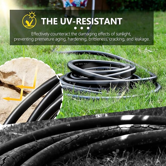 5/8" x 20ft Garden Hose, -40℉ To 190℉ Hot/Cold, Heavy Duty,Flexible, 300psi Working, 1000psi Burst, 3/4" Brass Fittings with Hose Protector Coil Spring for Outdoor,Yard, Farm