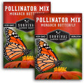 Pollinator Seed Mixture to Attract Monarch Butterflies, Bees & Pollinators - 2 Packets - Milkweed, Garden Flower, & Wildflower Mix for Planting - Support Conservation Efforts - Survival Garden Seeds