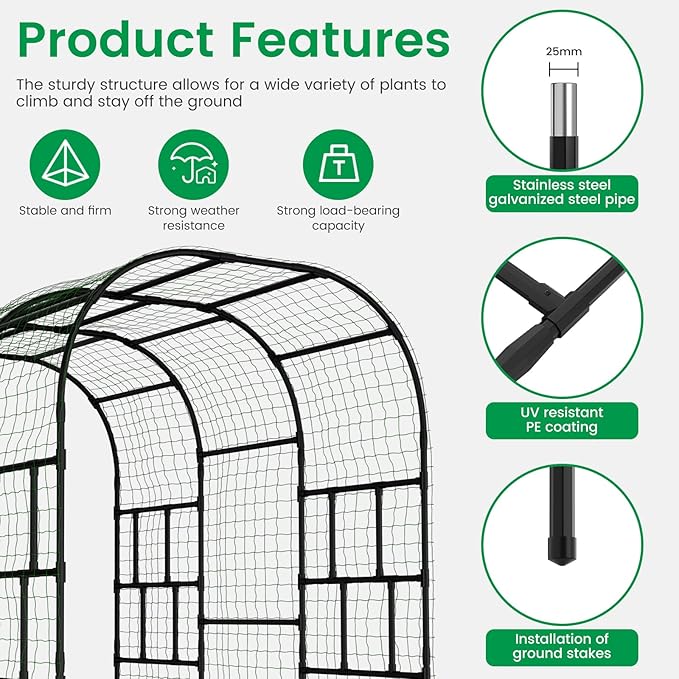 SUNYRISY Garden Arch Trellis, 118" x 79" x 87" Extra Large Garden Trellis for Climbing Plants Outdoor, Tall Archway Plant Support Garden Gazebo Outdoor for Grape Vine Vegetable Flower