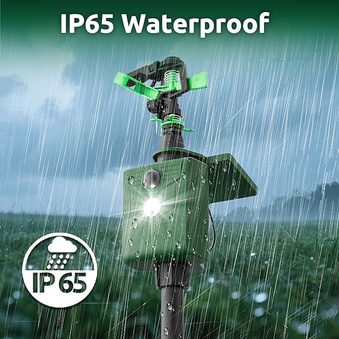 X-PEST Motion Activated Solar Powered Animal Repeller with Water Sprinkler, IP65 Waterproof Outdoor with Flashing Light, Deter Foxes Skunks Dog Raccoons from Garden