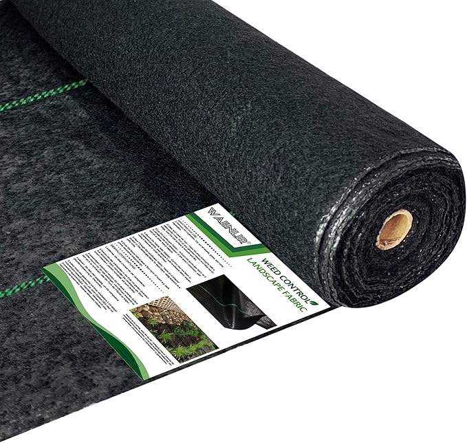 WAENLIR 5.8oz 6ft x250ft Heavy Duty Weed Barrier Landscape Fabric, Sturdy Weed Blocker Cover, Outdoor Gardening Weed Control Mat