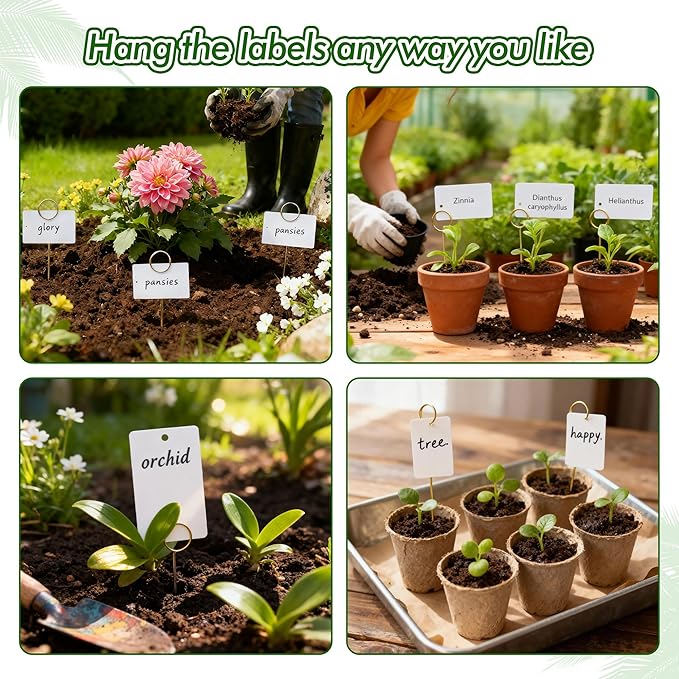 Plant Labels Kit, 20 PCS 12'' Copper Plant Tags Stakes with 40 PCS 1.97'' x 3.54'' Reusable Garden Labels Outdoor Waterproof Plus Marker Pen