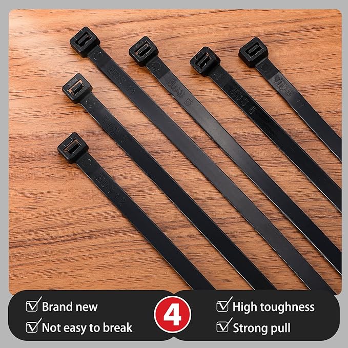 Shappy 50 Pcs Zip Ties Heavy Duty Strong Large Cable Wire Ties Zip Industrial Sturdy Wire, Awnings Tying Branches Bundling of Crops Fixed Water Pipes(60 Inch,Black)